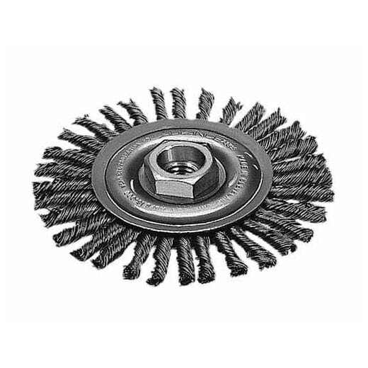Milwaukee® 48-52-5000 Wheel Brush, 4 in Dia Brush, 3/16 in W Face, 0.023 in Dia Stringer Bead Knot Filament/Wire, 5/8-11 Arbor Hole